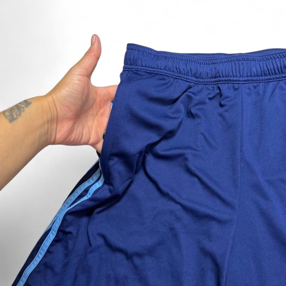 Adidas Blokecore Navy & Light Blue 3 Stripe Running Athletic Gym Shorts - Picture 3 of 6